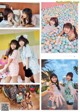 A collage of photos of a group of girls in pajamas.